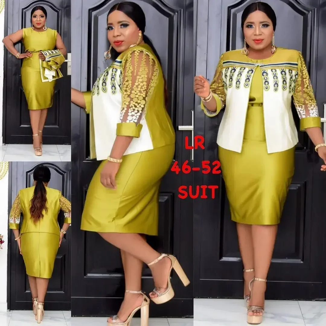 4XL 5XL Африканские женские платья больших размеров комплекты из 2 предметов