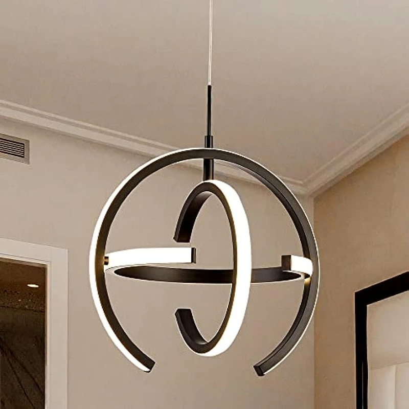 

Black Modern LED Chandelier, Globe Pendant Light Round 4000K Hanging Light Fixtures for Dining Room Kitchen Island Bedroom