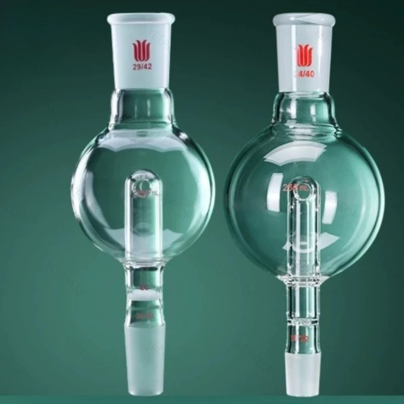 Фото SYNTHWARE Шариковый каплеуловитель с защитой от брызг, объем 100 мл/250 мл, соединения 24/40 (женский) и 29/42 (мужской), 14/20, 19/22, 24/40, 29/42, из боросиликатного стекла. №2