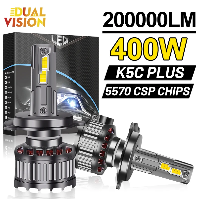 

H1 LED Headlights 200000LM K5C LED H7 H4 H11 9012 HIR2 H8 H9 9005 9006 HB3 HB4 400W Powerful 5570 CSP Chip Hi/Lo Beam For Lenses