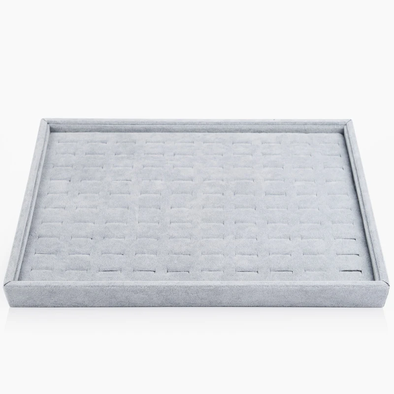 Oirlv Jewelry Display Tray Silver Grey Velvet Ring Bracelet Earring Organizer Tray Necklace Display Case Jewelry Holder