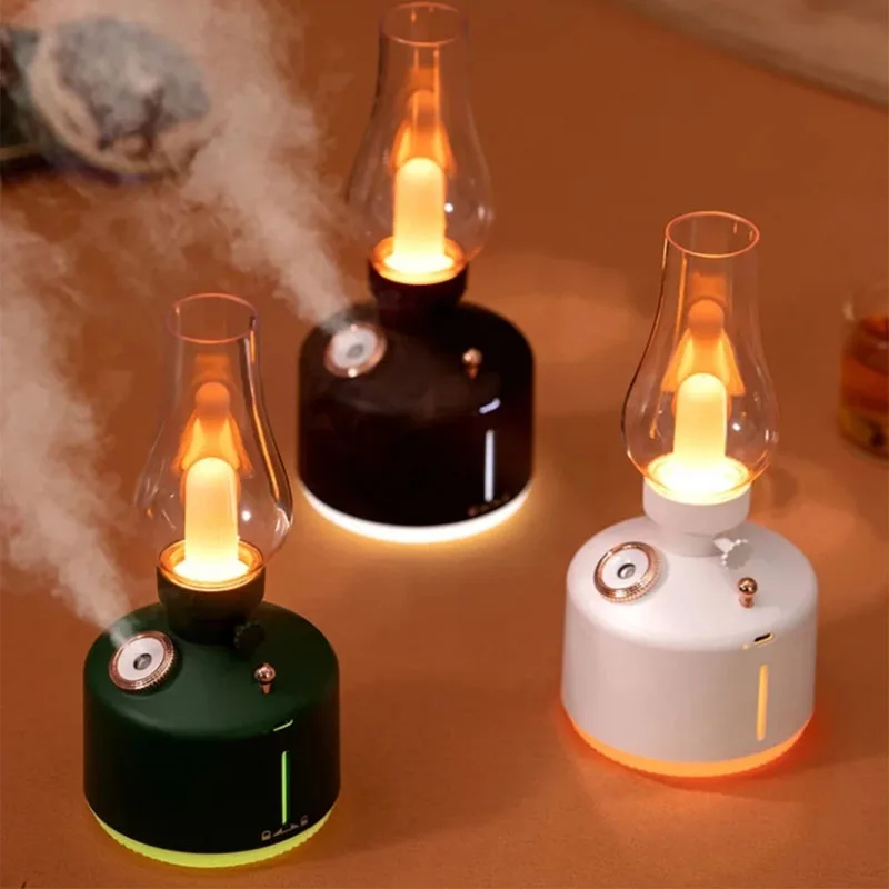 

Retro Portable Air Humidifier - Wireless Essential Oil Diffuser - Retro Oil Lamp Ultrasonic Night Light & Mist Maker - Quiet