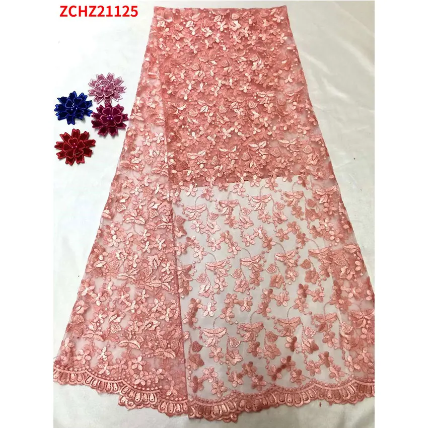 

Красочный Африканский французский тюль сетка кружева Анкара новый дизайн монохромная вышивка для вечернего платья ZCHZ21125