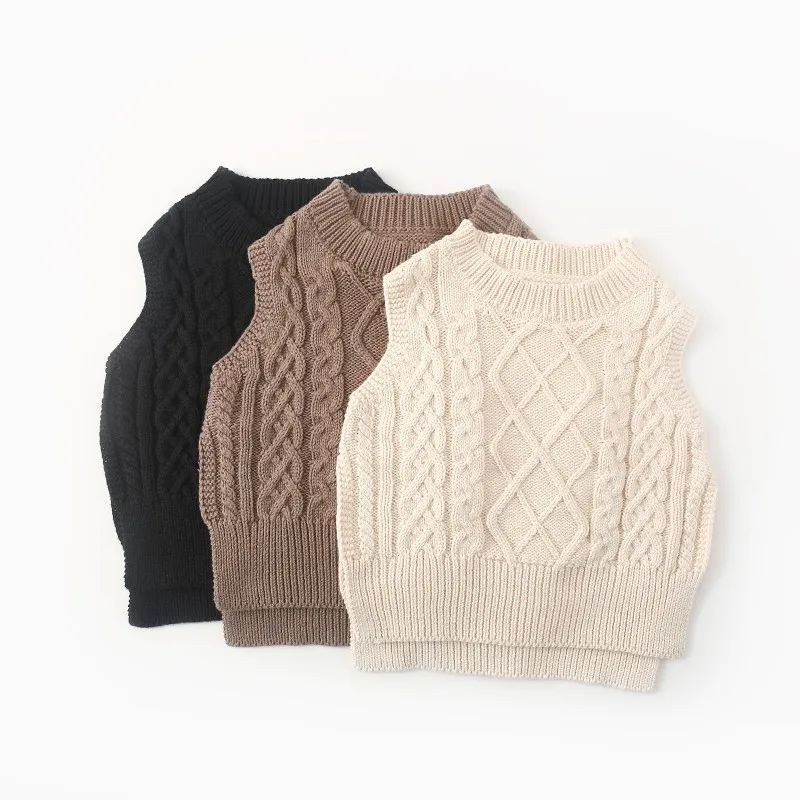 

Autumn Baby Girls Sweaters Kid Solid Sleeveless Pullover Vest Toddler Boys Casual Candy Color Simple All-match Knit Outerwear