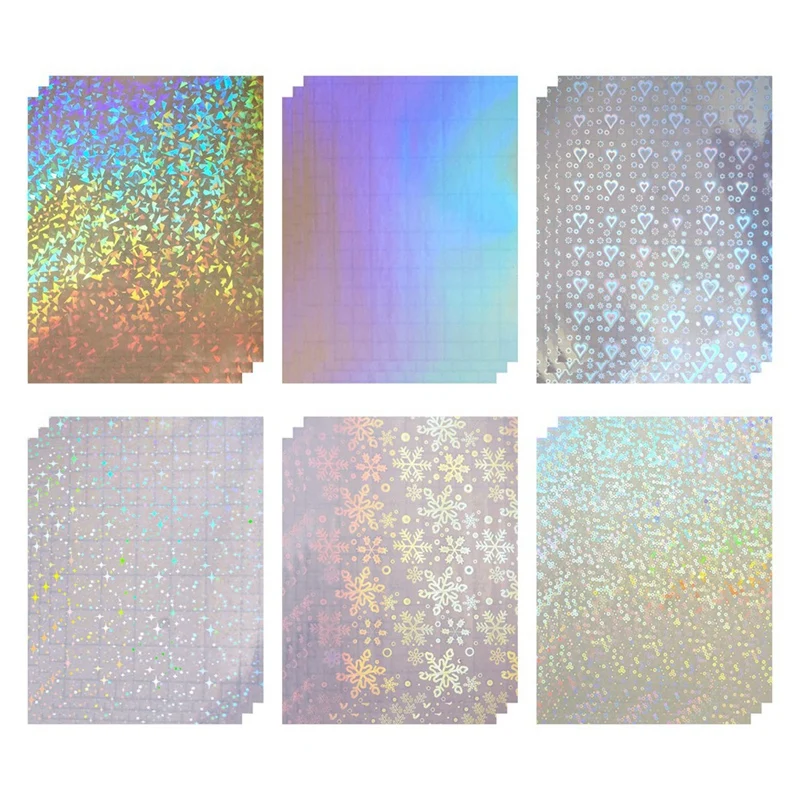 

18 Piece Holographic Stickers Self-Adhesive Transparent Film A4 Waterproof Sticker Covering Film Suitable For Windows