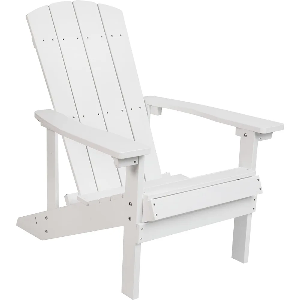 

Charlestown Commercial Grade Indoor/Outdoor Adirondack Chair, Weather Resistant Durable Poly Resin Deck and Patio Seating, White