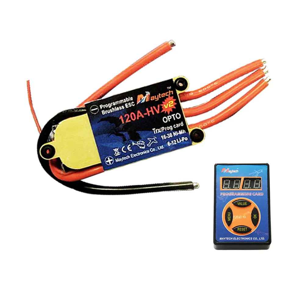 

Maytech 120A OPTO ESC Управление скоростью 50 в высокое качество HX программируемый для модели самолета