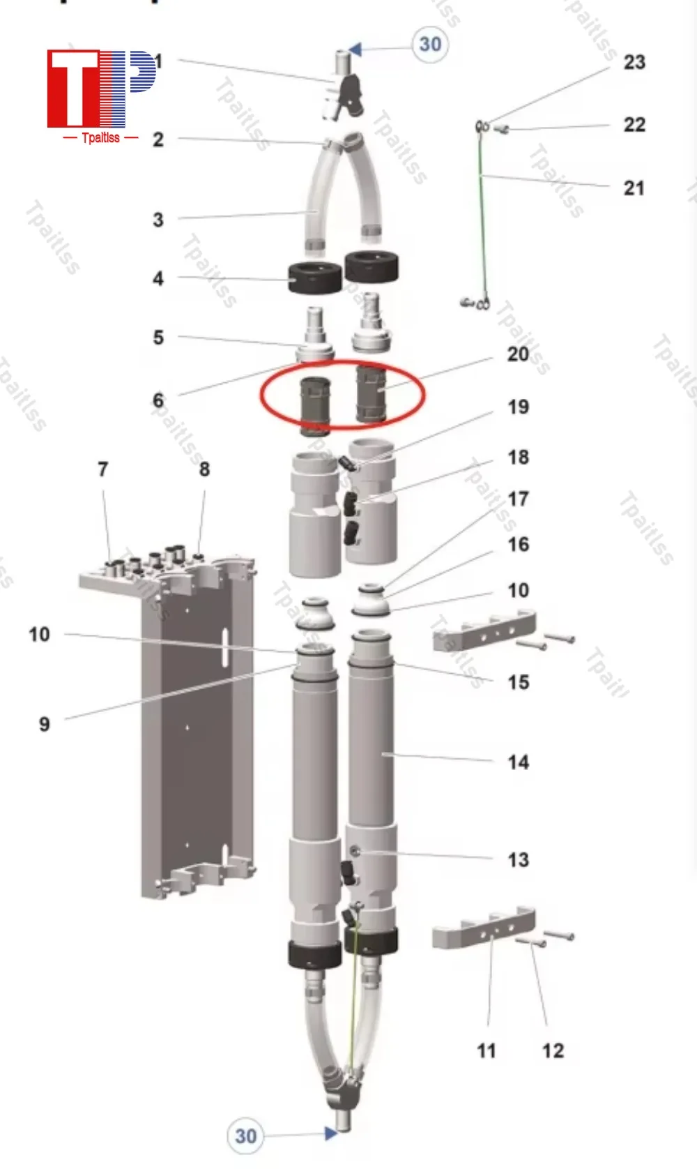 1020805 Прижимной клапан Полный блок порошковой камеры Порошковый насос OptiFeed PP07