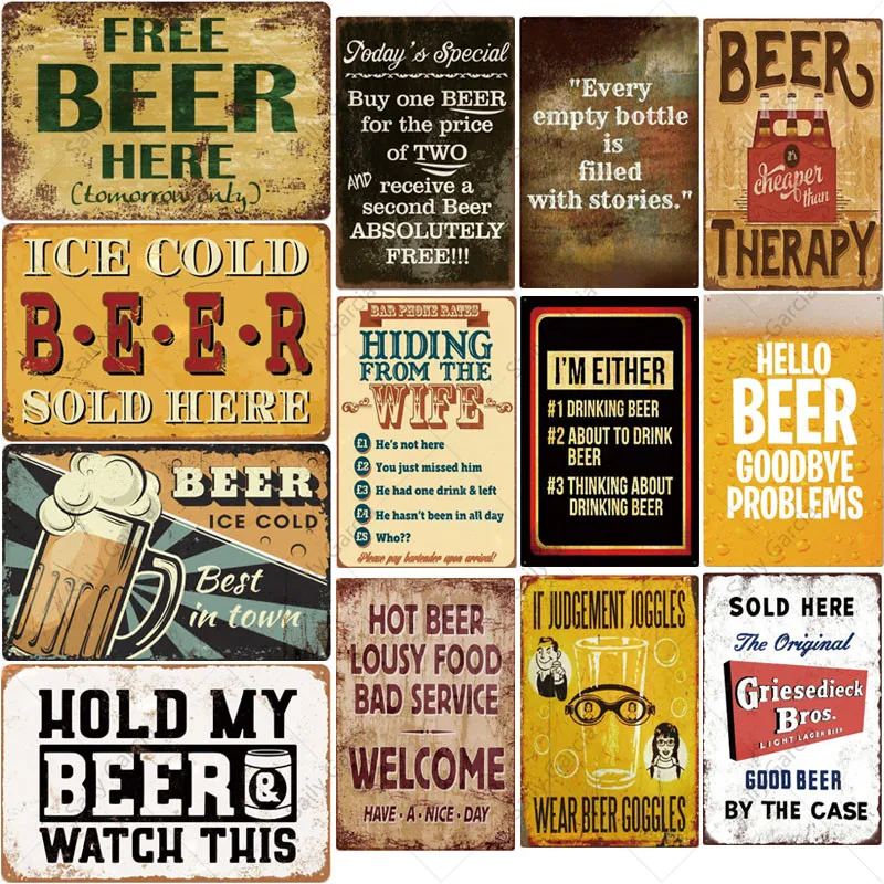 

Beer Metal Sign Quotes Vintage Tin Poster Golden Beer Metal Plate Bar Shop Decorative Club Man Cave Home Decor Collection