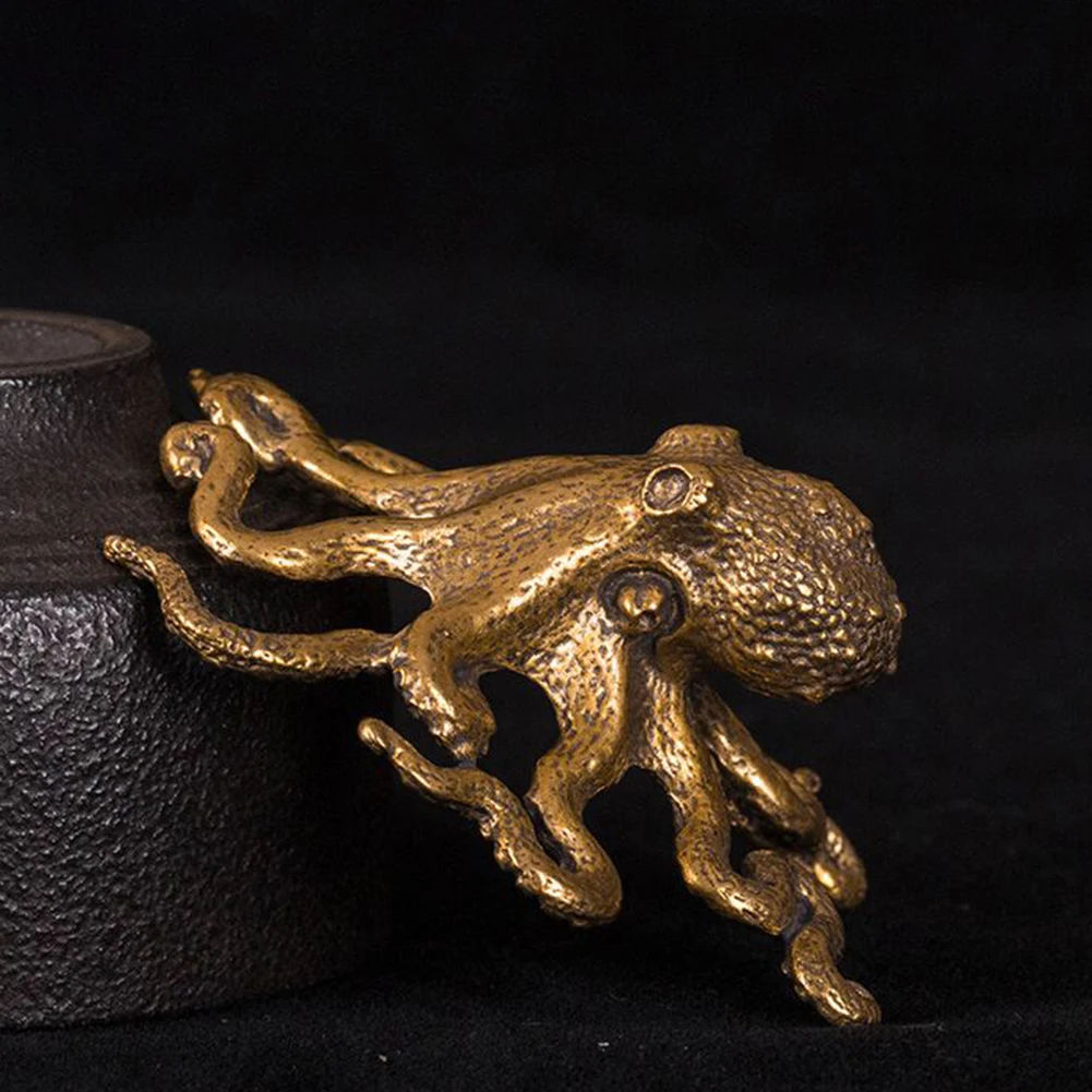 

Small Octopus Statue Metal Brass Tea Pet Table Ornament Lucky Home Decorations Accessories Antique Tea Set Craft Home Decoration