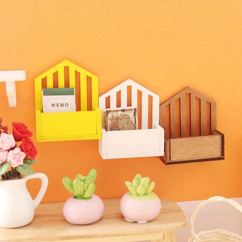 

1:12 Dollhouse Miniature Wall Shelf Storage Basket Flower Basket Model Furniture Accessories