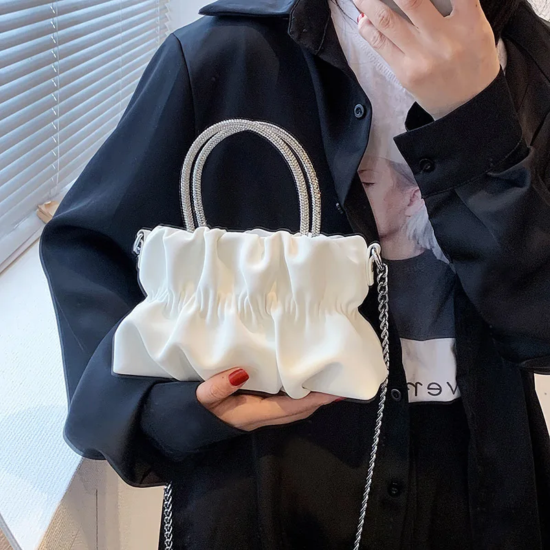 

Niche Design Shoulder Bag Women's Fashion Korean Crossbody Bag 2023 Versatile Pu Leather Small Clouds Package Handbag Purse