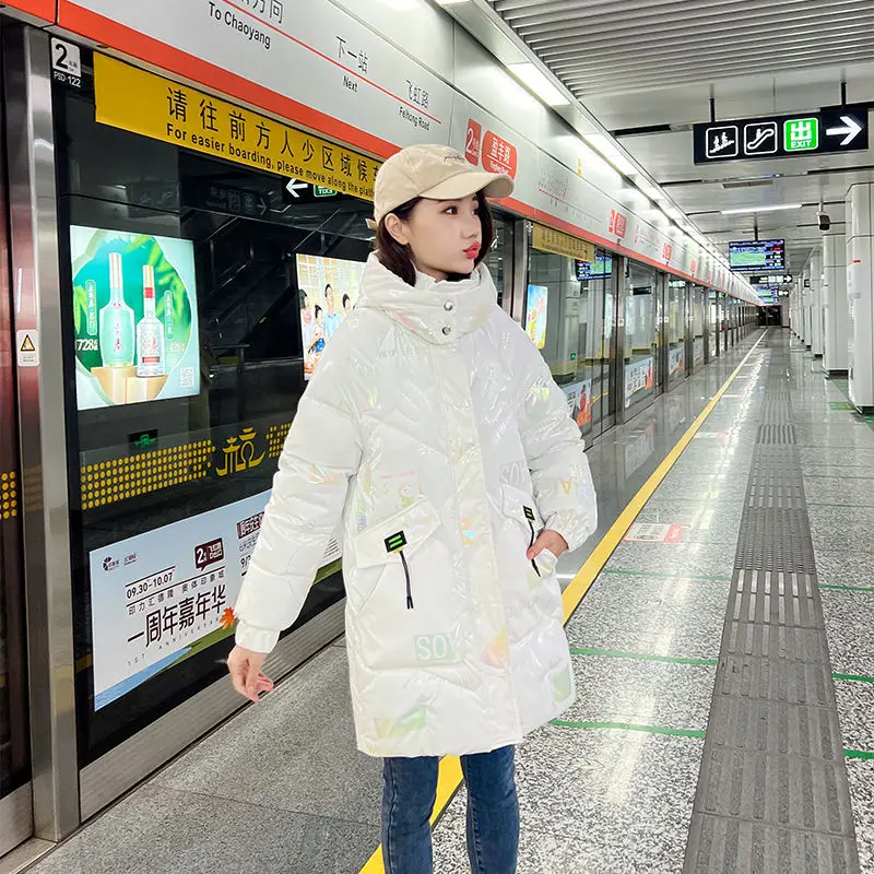 2023 New Winter Women Jacket Gilding Korean Fashion Parkas Super Hot Coats Hooded Long Cotton Padded Jacket Warm Coats