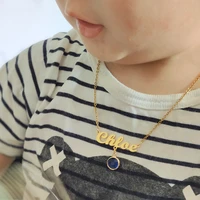 personalized name necklace baby jewelry baby birthstone necklace custom name chain golden stainless steel chain maxi colar gift