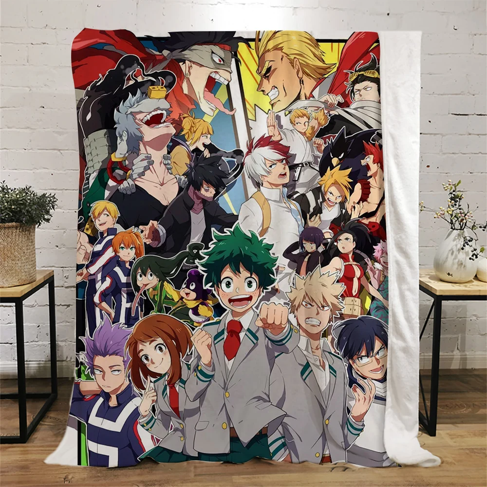 

CLOOCL Anime Blanket Flannel 3D Graphic My Hero Academia Plush Quilts Cartoon Throw Blankets Birthday Gifts Portable for Travel