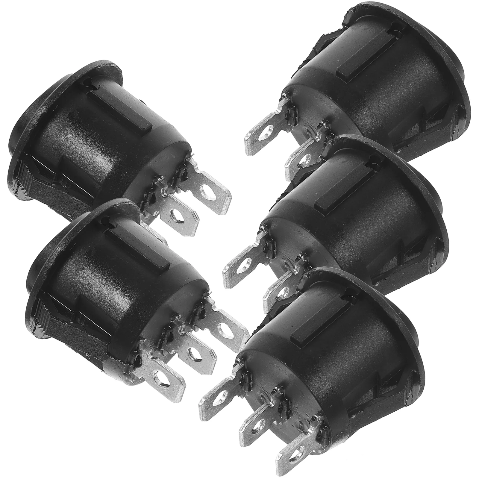 5 шт. 3 23 мм автомобильный круглый рокер однополюсные двойные кнопочки (черный)