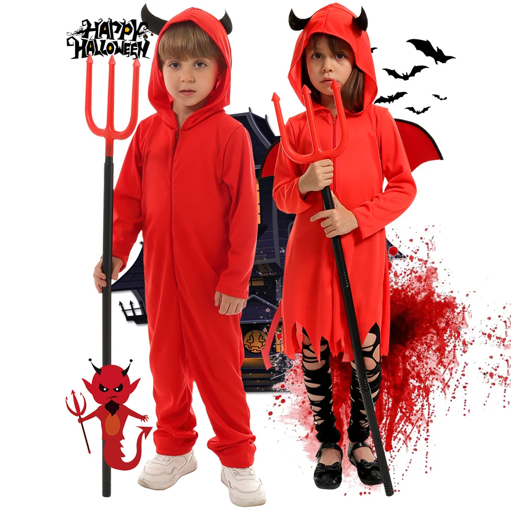 Детский костюм на Хэллоуин сатаны дьявола для мальчиков и девочек