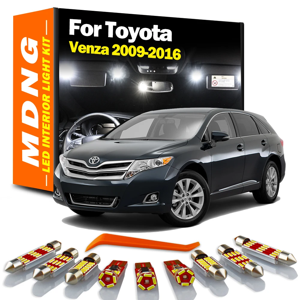 

MDNG 15 шт. Canbus для Toyota Venza 2009 2010 2012 2013 2014 2015 2016 светодиодные внутренние карты купольсветильник автомобильные аксессуары светодиодный ные лампы