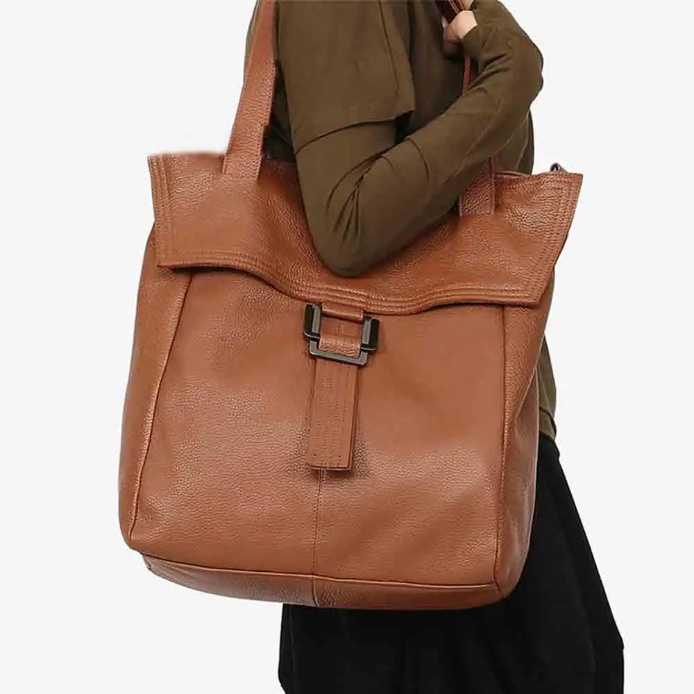 Motingsome Retro Roomy Bag Winter New Women Leather Bag Luxury Genuine Leather Large Shopper Handbag Shoulder Big Tote 2023