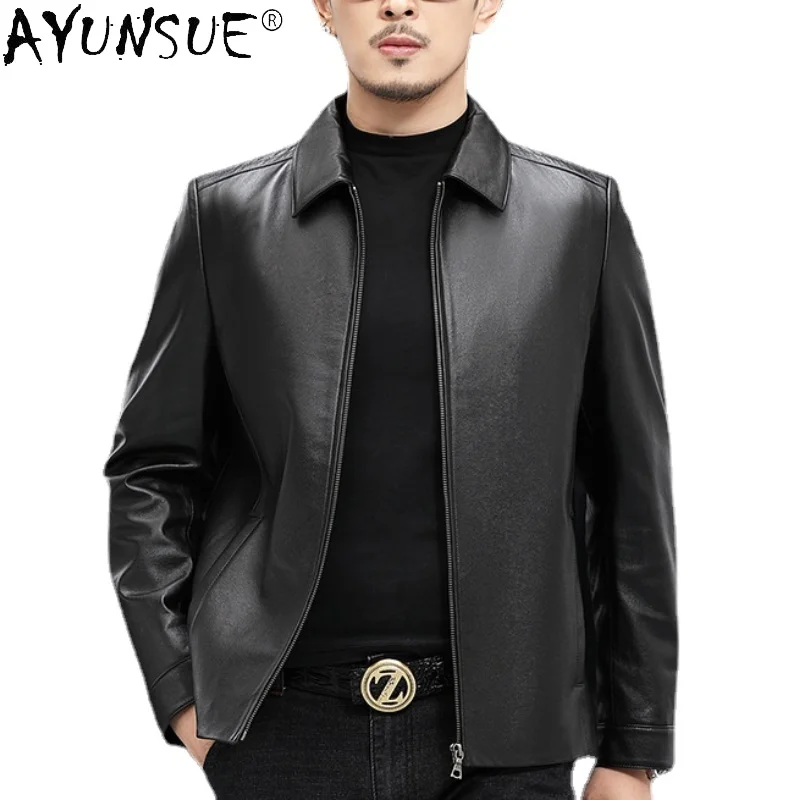

New Men's Genuine Leather Jacket Cowhide Short Men Clothing Spring Autumn Casual Coat Jaqueta Masculina