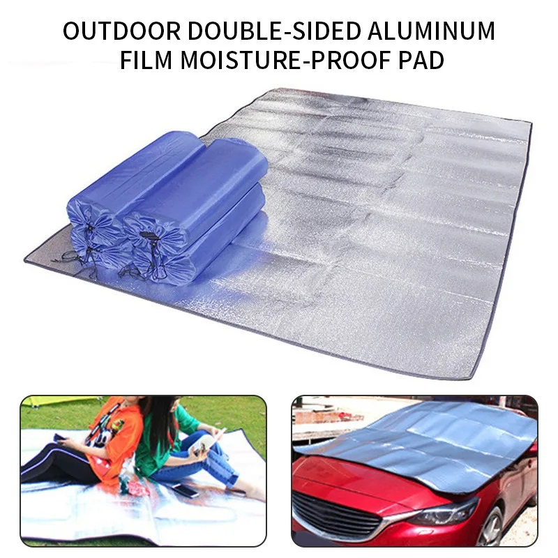 

Outdoor Camping Waterproof Mat Moisture-Proof 2*2M Picnic Barbecue Mountaineering Foldable Double-Sided Aluminum Mold Grass Mat