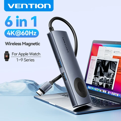 Vention USB C Hub 4K 60Гц Беспроводное зарядное устройство для iWatch