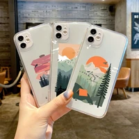 cartoon scenery clear phone case for iphone 13 11 12 pro max mini for iphone case x xr xs max 7 8 plus se 2020 transparent cover