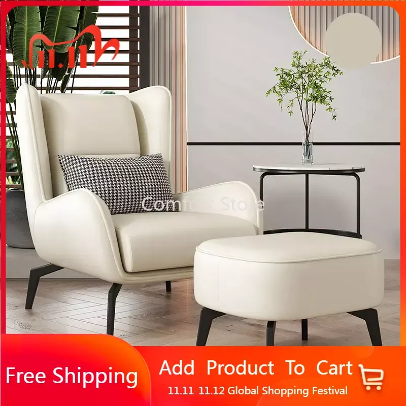 

Modern Sofa Nordic Living Room Chairs Lounge Salon Lazy Luxury PU Leather Chair Designer Chaises De Salon Home Furniture WKYZ