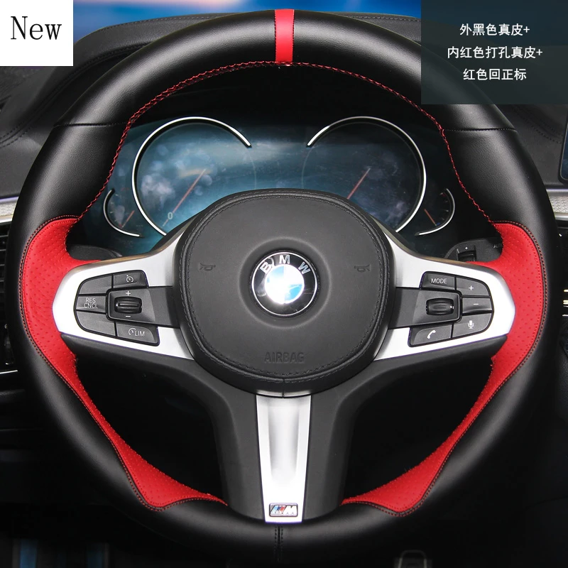 

For BMW X5 Series 525Li 530Li X3 320li 325i X4 Customized Hand-Stitched Leather Suede Carbon Fibre Car Steering Wheel Cover Set