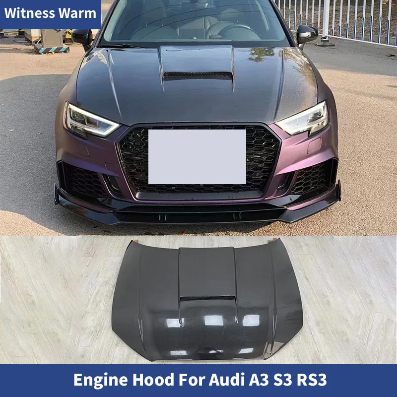 A3 Carbon Fiber FRP front engine hood bonnet  Covers for Audi A3 S3 Rs3 Car Body Kit 13-19