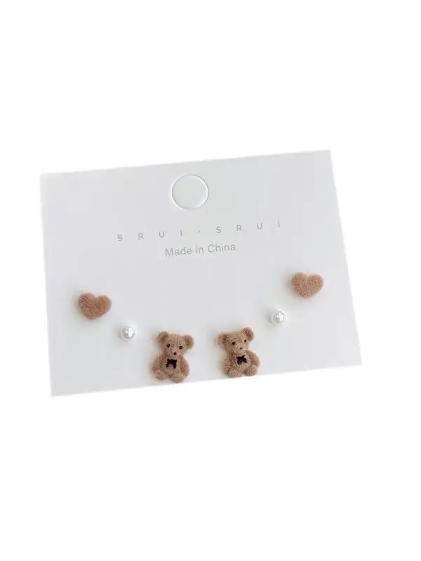 Осень и зима S925 Серебряные иглы Симпатичные флокированные серьги-гвоздики с