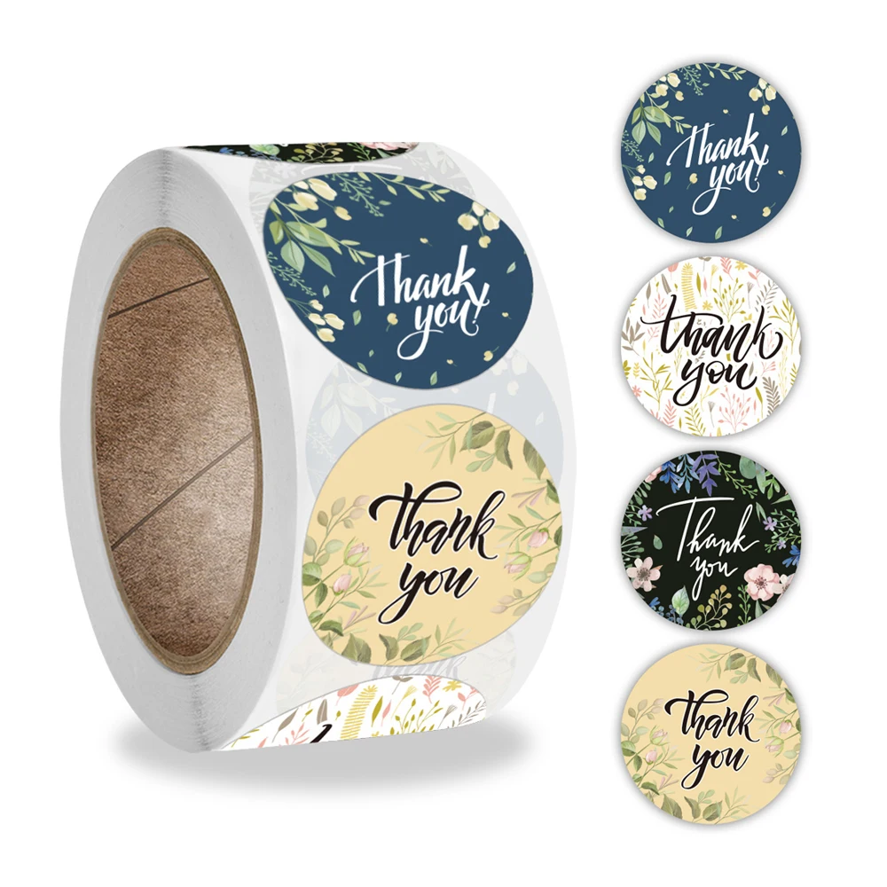 

100-500pcs Thank You Round Sticker Scrapbook Envelope Seal Sticker Gift Flower Decoration Stationery Label Sticker