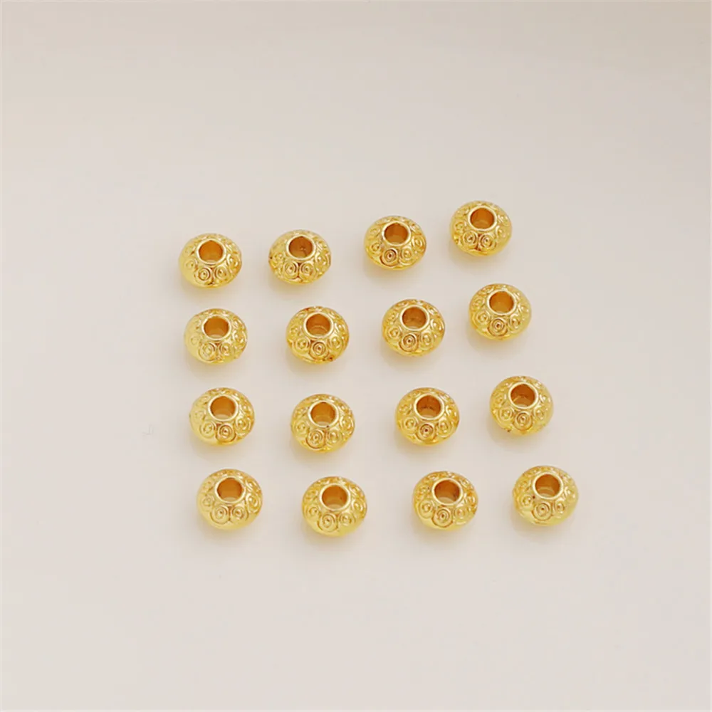 

18K Gold Plated Through-hole Spacer Beads Flying Saucer Abacus Flat Beads Bracelet Necklace DIY Handmade Jewelry Accessories