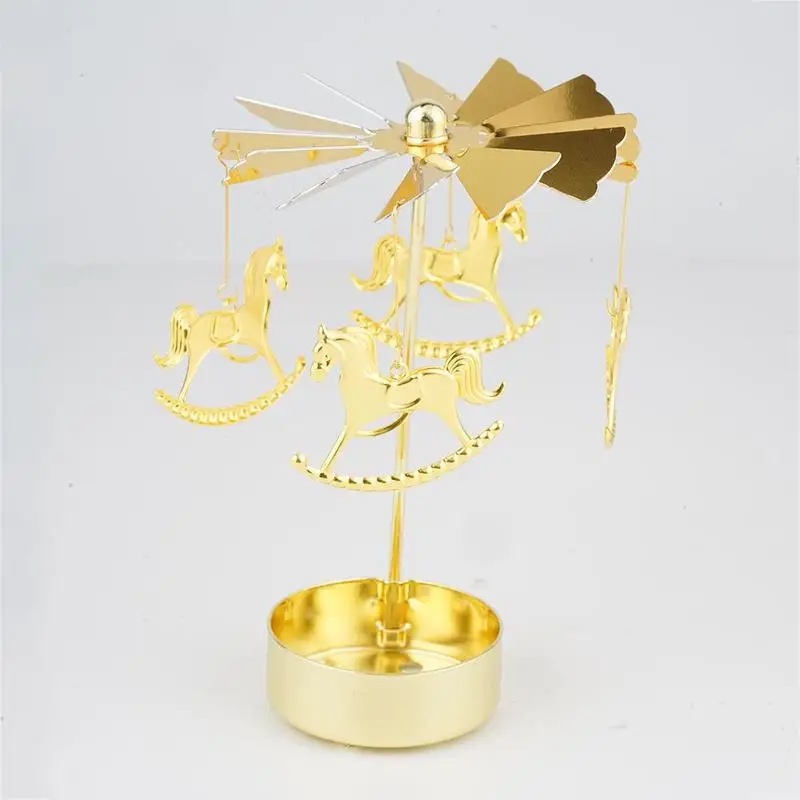 

Christmas Rotary Candle Holder Merry Xmas Decor Carousel lights For Home Ornament Gifts Metal transport windmill candle hol C2E1