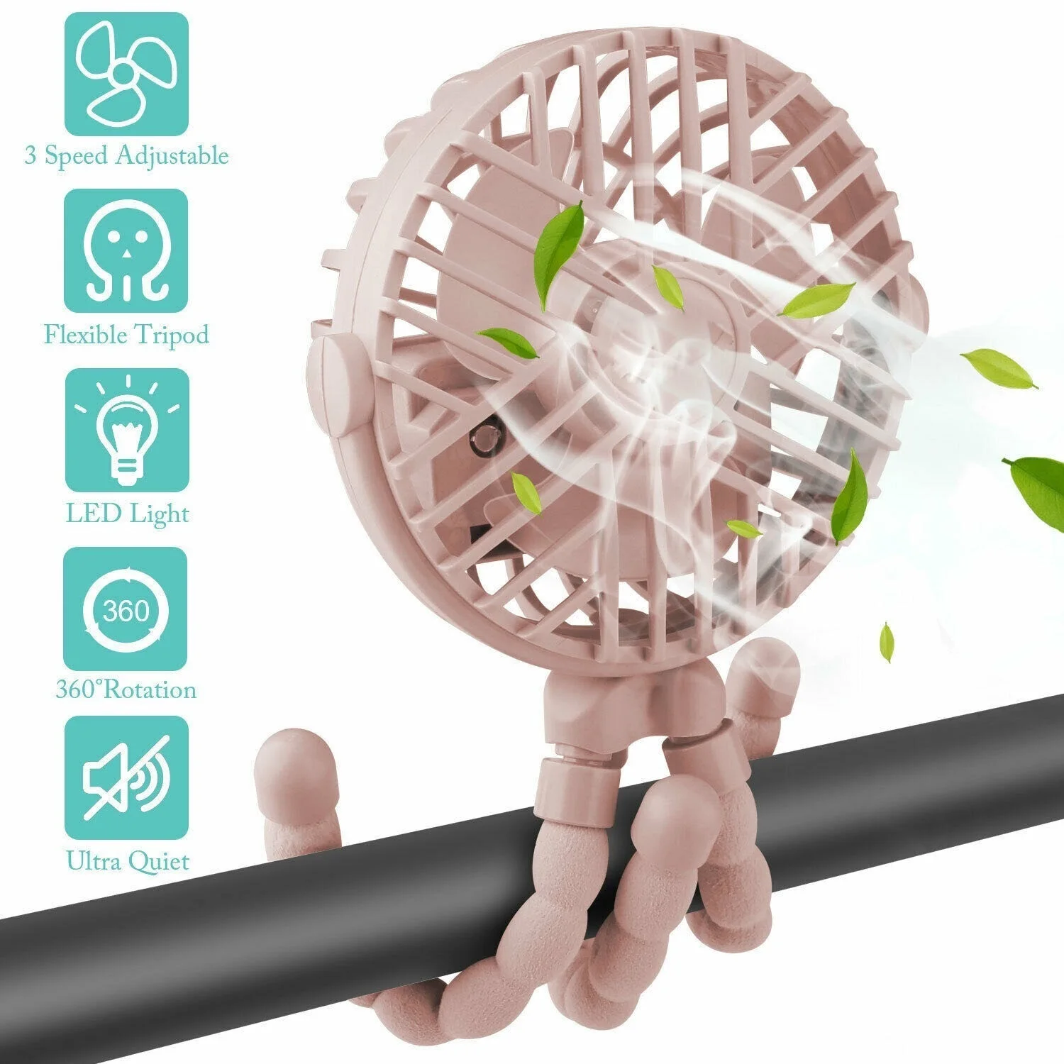 

Speeds Handheld Personal Little Mini Fan Clip On Desk Baby Stroller For Office Home USB Portable Tripod Cooling 3