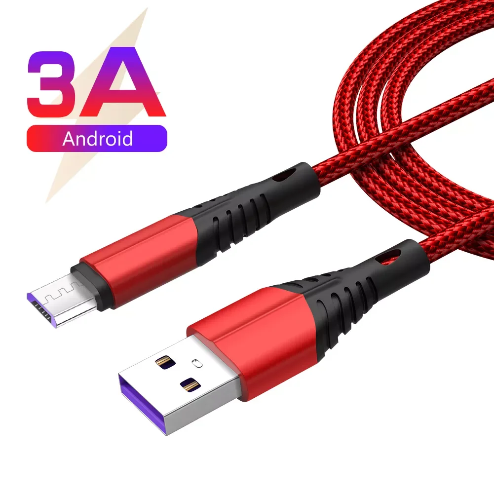 

1m/2m/3m 3A Micro USB Cable Fast Data Charger Cable For Samsung Galaxy J6 A6 A7 J4 Plus Huawei OPPO Vivo PS4 Controller Xbox One