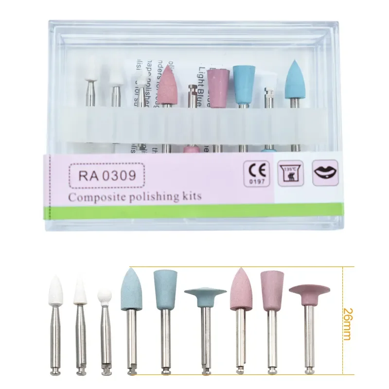 Dental Composite Polishing Kit RA 0309 for Low Speed Handpiece Contra Angle Ceramic Silicone Rubber Polishers