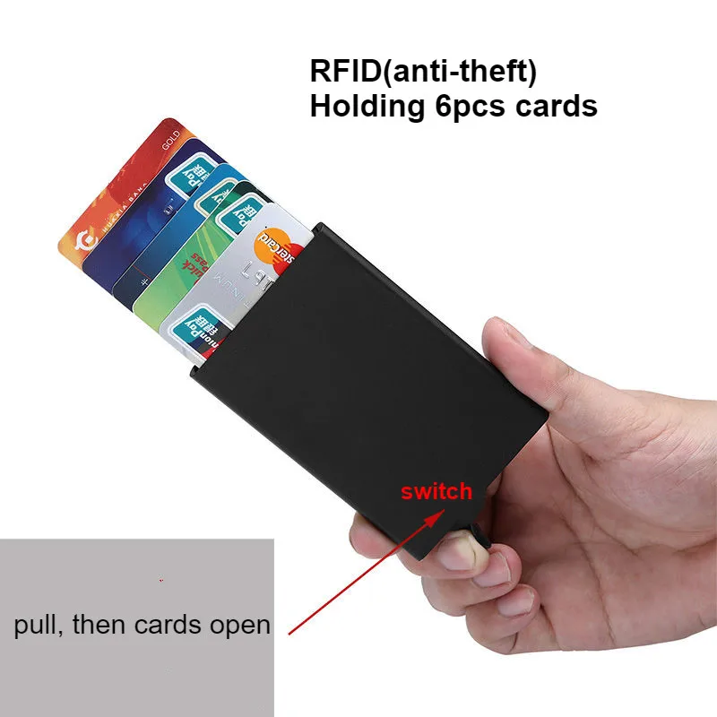 RFID Blocking Card Holder Men Women Aluminium Alloy Bank  Card Case Mini Credit Card Wallet Solid Color Anti-theft Smart Purse