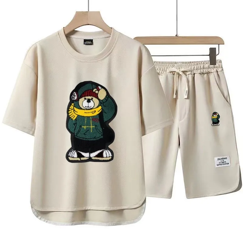 Summer men's printed sportswear high-quality cotton T-shirt and shorts set casual fitness sports two-piece set for men/women