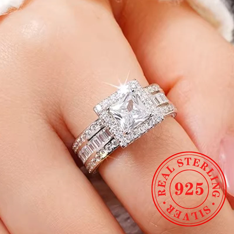 Huitan великолепные большие квадратные кольца с цирконием из стерлингового серебра