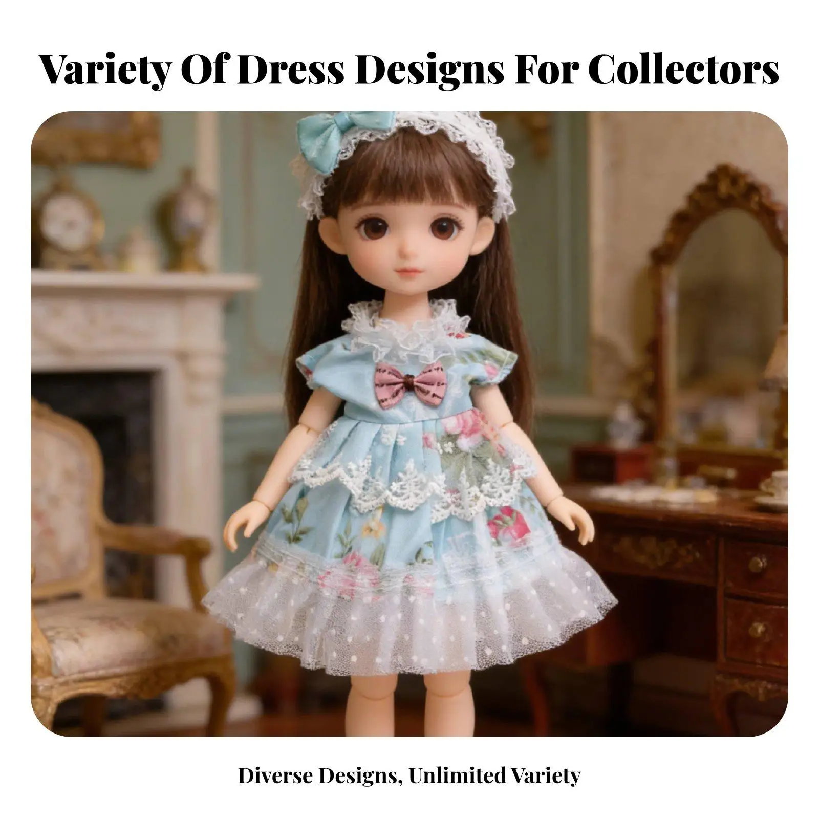 Фото Модный комплект одежды для кукол BJD: многослойная юбка для кукол 12 дюймов, идеально подходит для декора кукольного домика №2