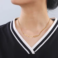 amaxer stainless steel necklaces angel wings pendants fashion choker chains kpop necklace for women jewelry party wedding gift