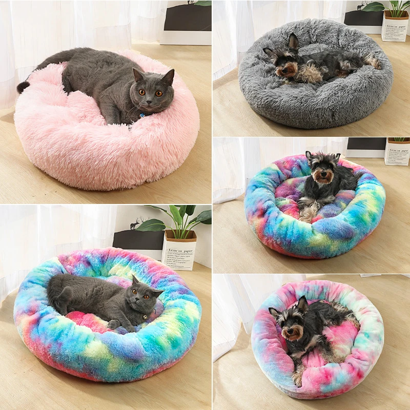 

Super Soft Comfortable Pet Bed Plush Cat Mat Puppy Beds for Large House Round Cushion Dog Accessories Cat Supplies Pet Items