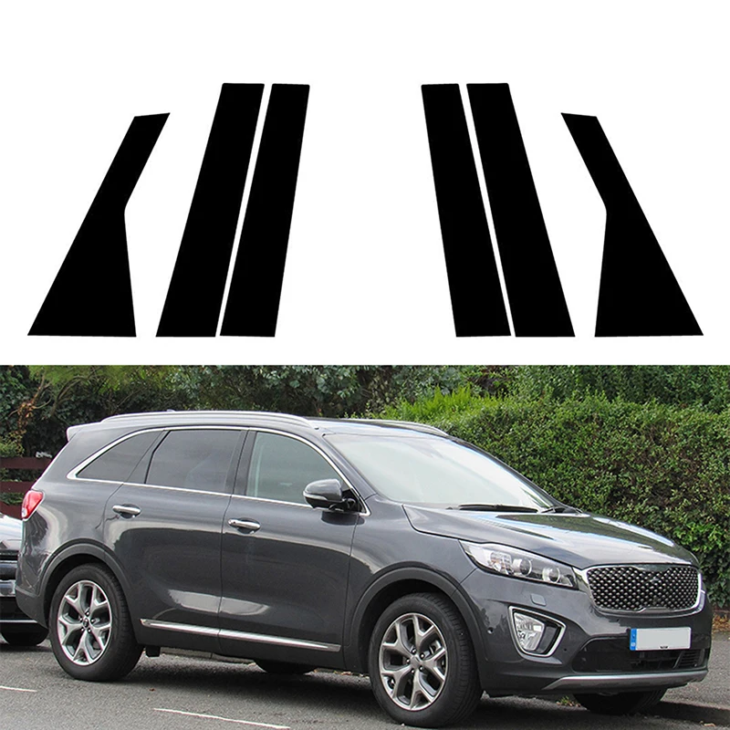 

Глянцевое пианино для Kia Sorento UM 2015, 2016, 2017, 2018, 2019, 2020, черные столбики для отделки двери, внешние автомобильные аксессуары