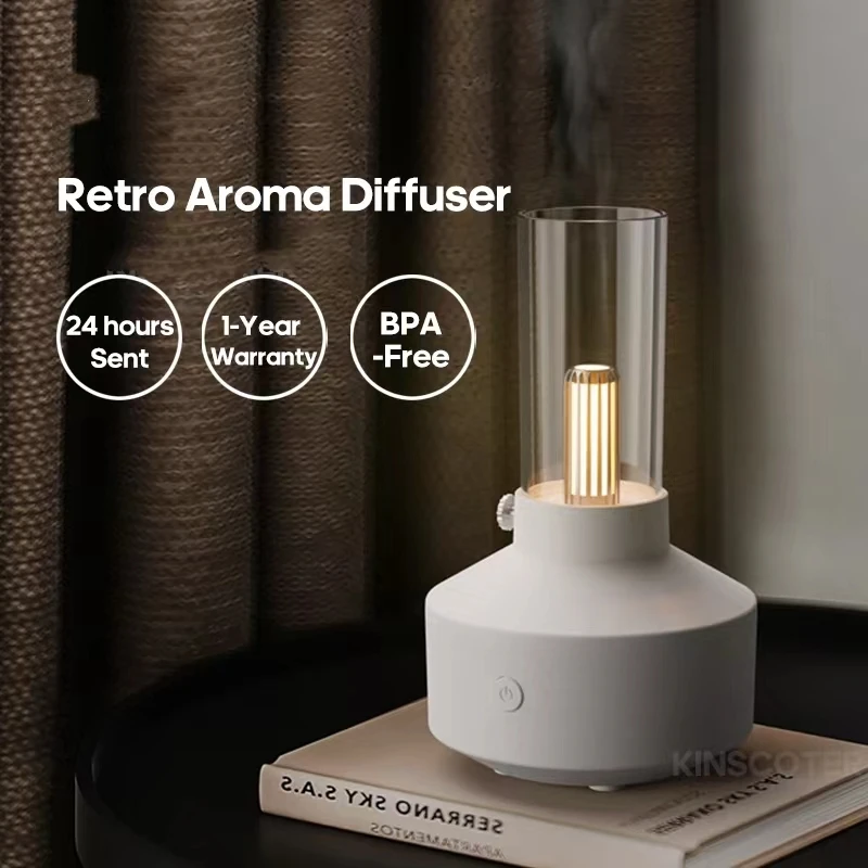 

2023 Retro Light Aroma Diffuser Essential Oi LED Light Filament Night Light 150ml Air Humidifier Work 5-8 Hours For Home Bedroom