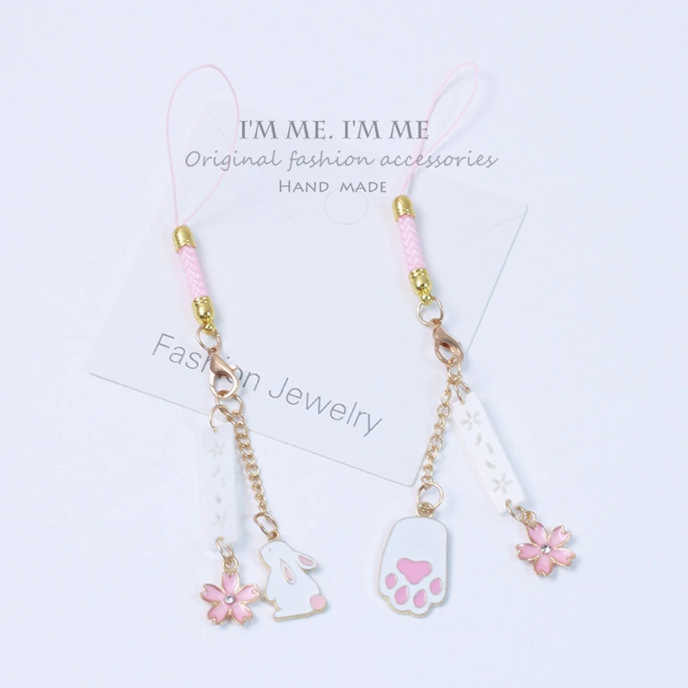 

Cherry Blossom Rabbit Year 2023 Handmade U Disk Lanyard Phone Chain Cute Girl Bag Charm Phone Pendant Jewelry
