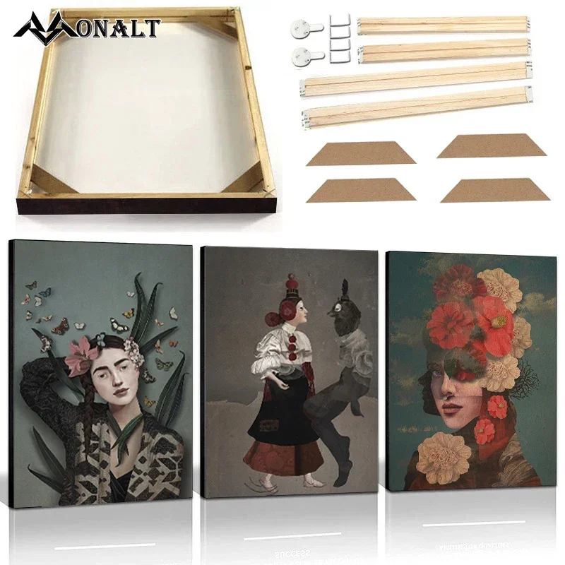 home decor Poster Stranger Woman Man Art Canvas Painting with Frame Flowers Butterfly Vintage Picture Modern Abstract Figu