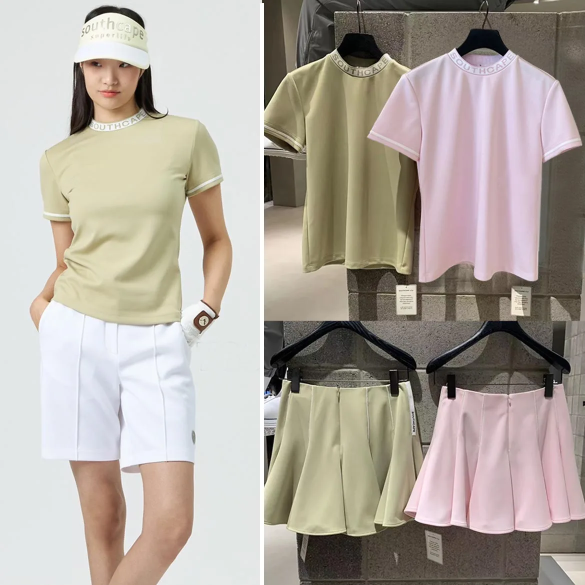 

2023 New South Cape Golf Women's Suit Short Sleeved Skirt Top Covered Awning Skirt Slim Golf Clothes
