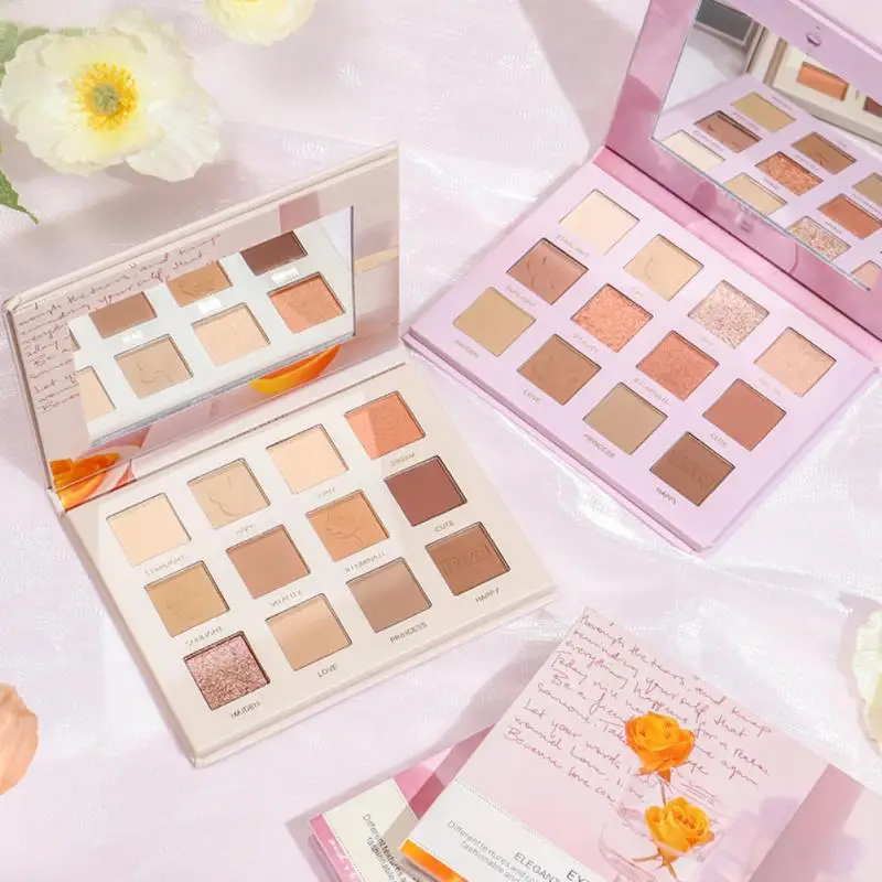 

ELECOOL 12 Colors Nude Shimmer Matte Eyeshadow Pallete Glitter Eye Shadow Long Lasting Waterproof Eye Pigments Shine Eyes Makeup