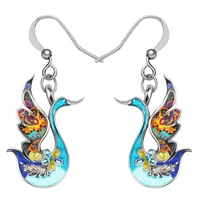 arwa enamel alloy rhinestone metal floral cute goose swan earrings drop dangle fashion jewelry gifts for women girls kids charms
